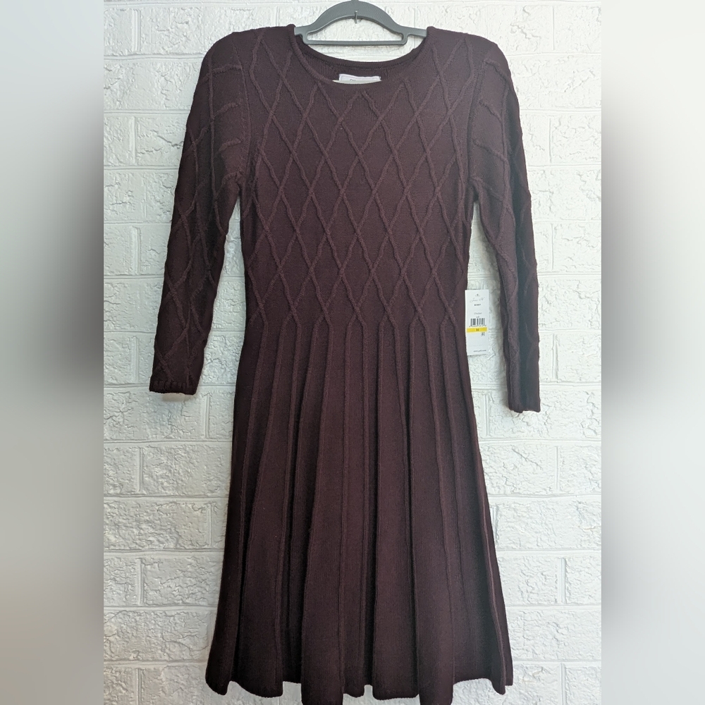 JESSICA HOWARD Dark Purple Heavy Knit Sweater Dress